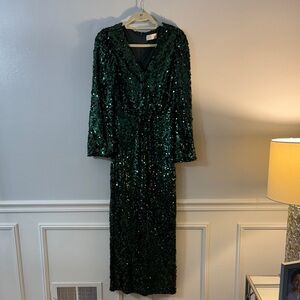 Wayf Emerald Sequin Dress